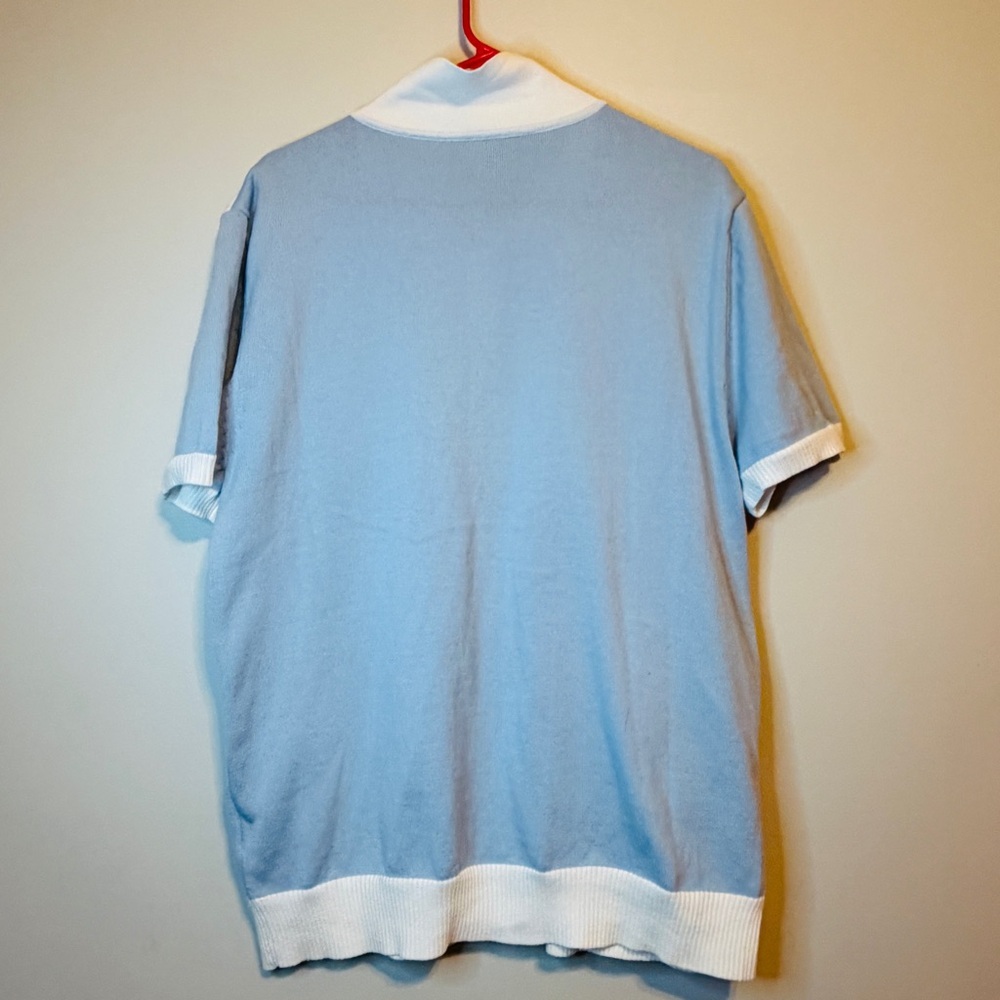 Floral Blue and White Cardigan Sweater - Picture 3 of 4